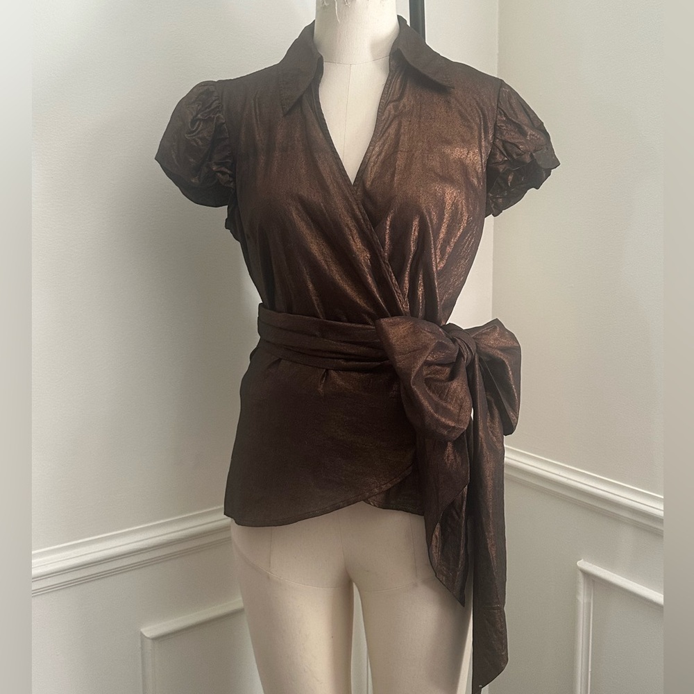 Gorgeous copper Brown Wrap Top